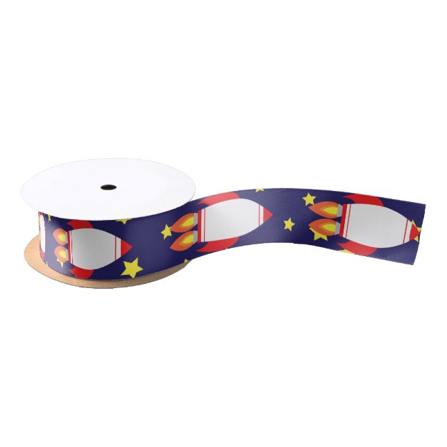 Space Rocket Star Ship Outer Space Ribbon Satin Ribbon (Spool)