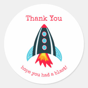 Space Rocket Thank You Birthday Classic Round Sticker