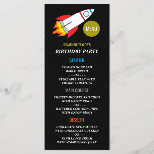 Space Rocket to the Moon Children's Birthday Menu