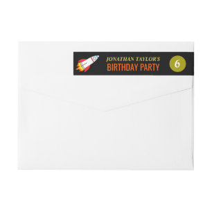 Space Rocket to the Moon Children's Birthday Wrap Around Label