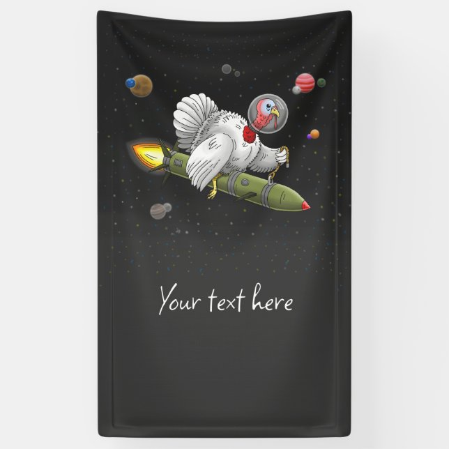 Space Rocket Turkey Banner (Vertical)