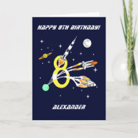 Space Rockets - 8th Birthday Card
