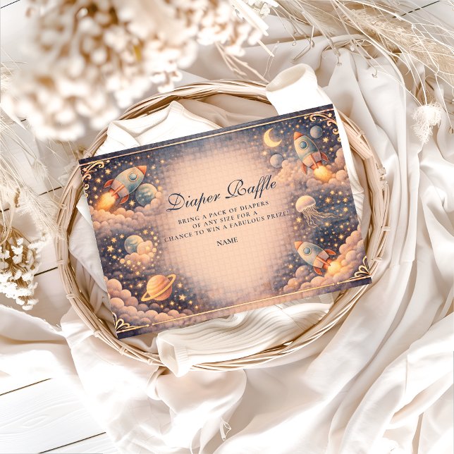 Space Rockets Stars Diapper Raffle Enclosure Card (Creator Uploaded)