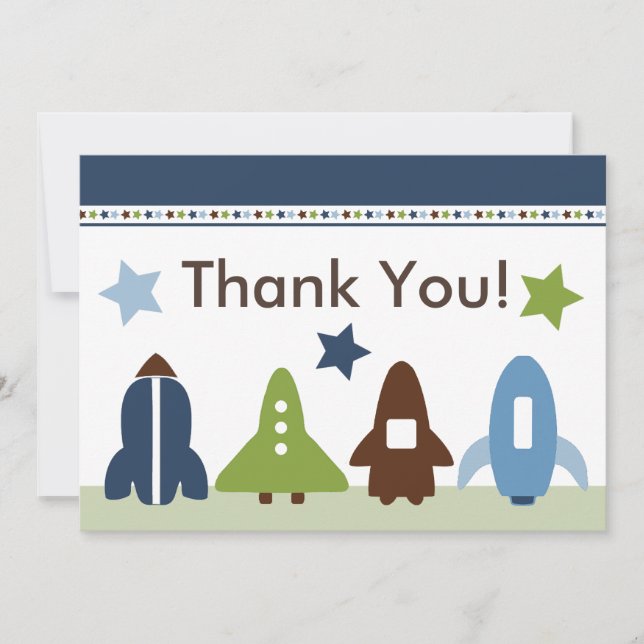 Space Rockets Thank You Card (Front)