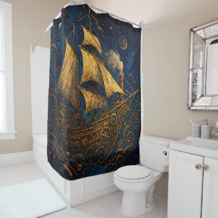 Space Sailing Shower Curtain