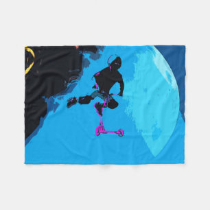 Space Scootering - Stunt Scooter BoyFleece Blanket