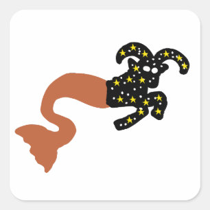 Space Sea Goat Bronze Tail Square Sticker