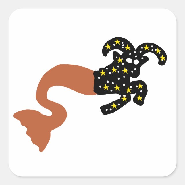 Space Sea Goat Bronze Tail Square Sticker (Front)