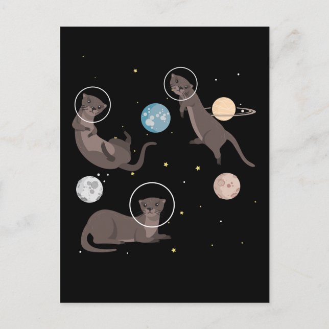 Space Sea Otters Funny Galaxy Otter Postcard (Front)