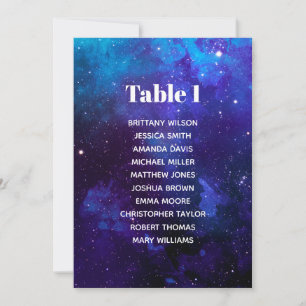 Space seating chart. Night stars. Navy wedding Invitation
