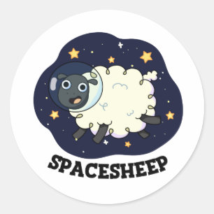 Space Sheep Funny Astronaut Sheep Pun Classic Round Sticker