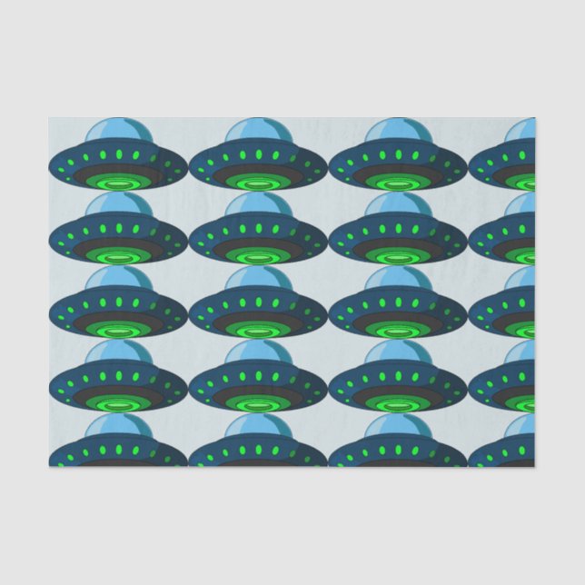 Space ship aliens UFO tissue paper (Front)