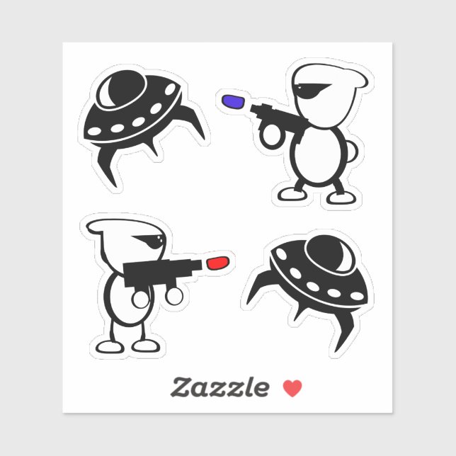 Space Ship and Aliens with Laser Guns (Sheet)