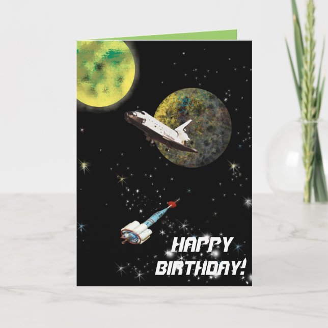 Space Ship Birthday Card (Front)