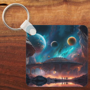 Space Ship Boarding on Another Planet Key Ring