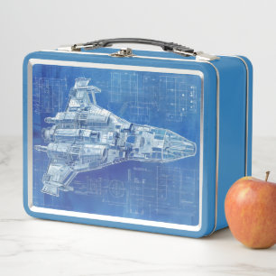 Space Ship Bueprint Metal Lunch Box