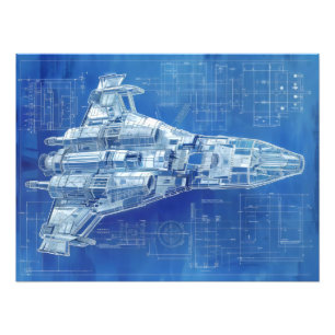 Space Ship Bueprint Photo Print