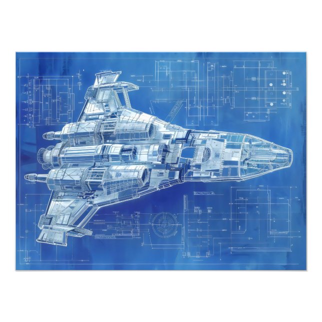 Space Ship Bueprint Photo Print (Front)