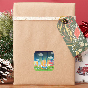 Space Ship In The City Stickers