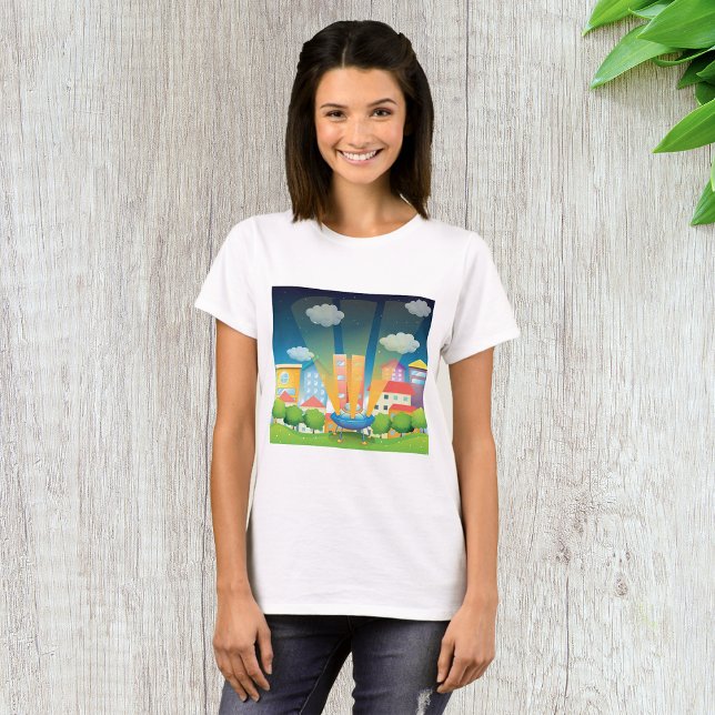 Space Ship In The City Womens T-Shirt (Creator Uploaded)