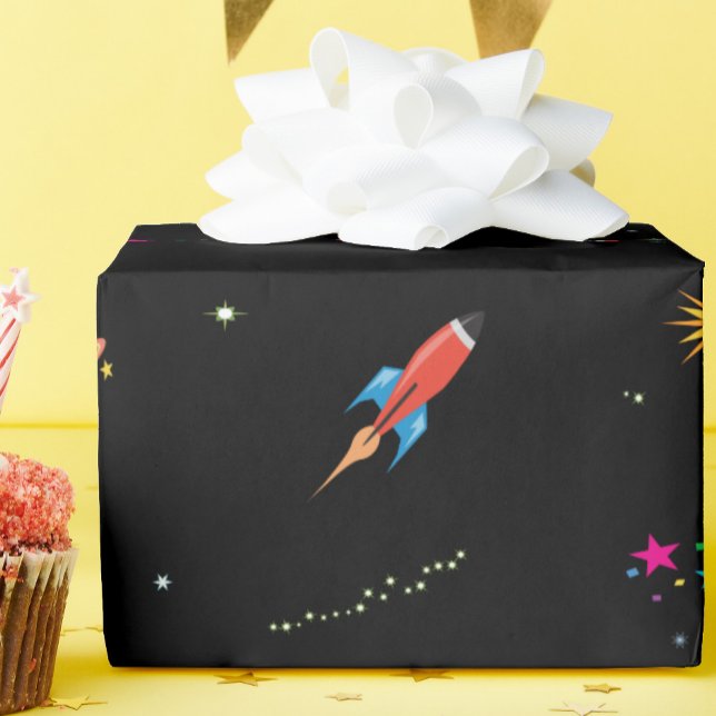 Space Ship Planets Stars  Wrapping Paper (Creator Uploaded)