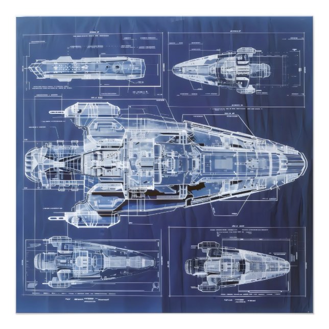 Space Ship Sci-Fi Diagram Photo Print (Front)
