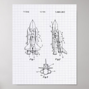 Space Shuttle 1975 Patent Art - Lined Peper Poster