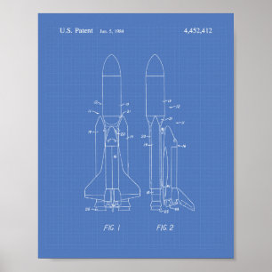 Space Shuttle 1977 Patent Art - Blueprint Poster