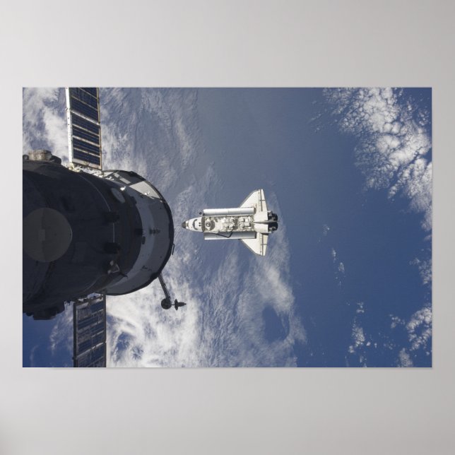 Space Shuttle Atlantis and a Russian spacecraft Poster (Front)