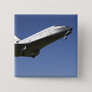 Space shuttle Atlantis approaching Runway 33 2 15 Cm Square Badge