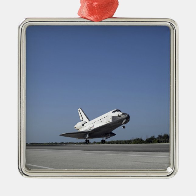 Space shuttle Atlantis approaching Runway 33 Metal Ornament (Front)