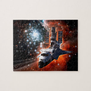 Space Shuttle Atlantis Hubble Telescope Artwork Jigsaw Puzzle
