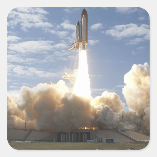 Space Shuttle Atlantis lifts off 10 Square Sticker (Front)