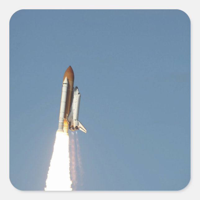 Space Shuttle Atlantis lifts off 11 Square Sticker (Front)