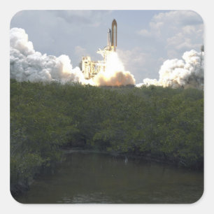 Space Shuttle Atlantis lifts off 13 Square Sticker