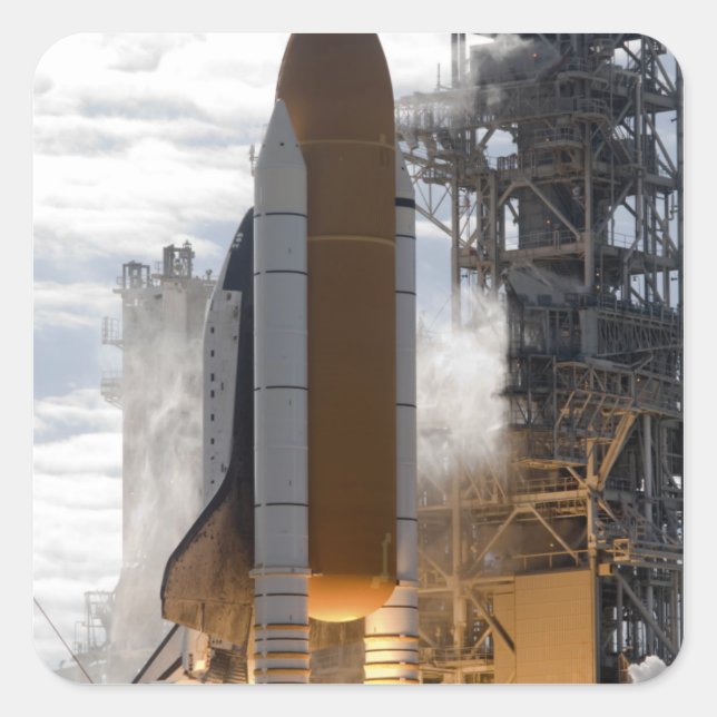 Space Shuttle Atlantis lifts off 15 Square Sticker (Front)