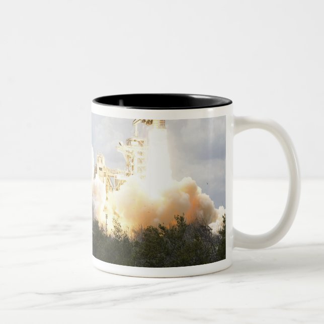 Space Shuttle Atlantis lifts off 22 Two-Tone Coffee Mug (Right)
