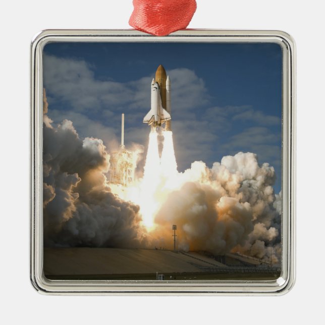 Space Shuttle Atlantis lifts off 24 Metal Tree Decoration (Front)