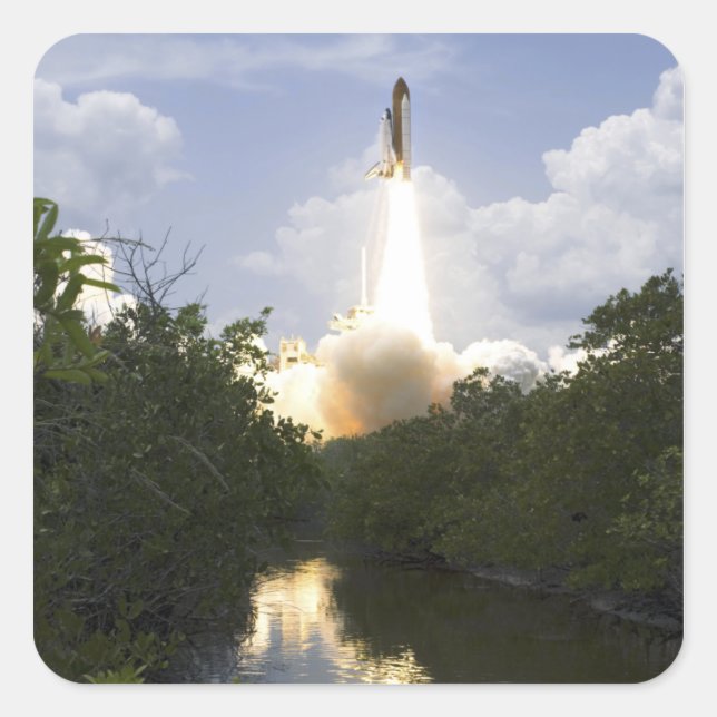 Space Shuttle Atlantis lifts off 26 Square Sticker (Front)