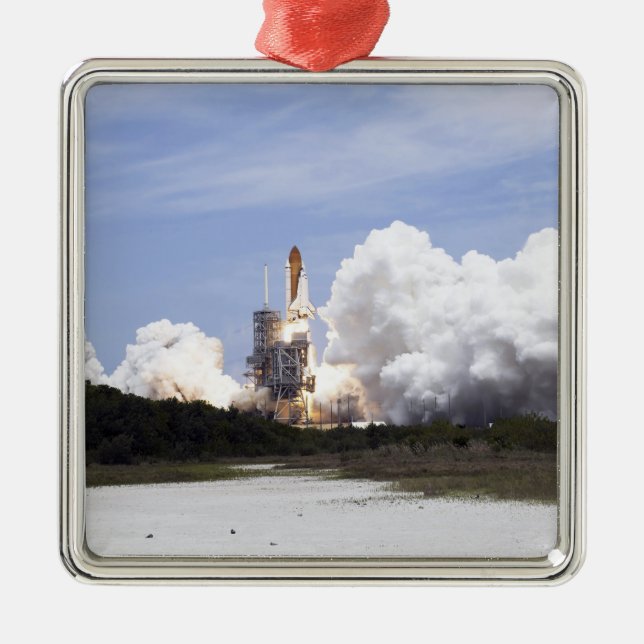 Space Shuttle Atlantis lifts off 27 Metal Ornament (Front)