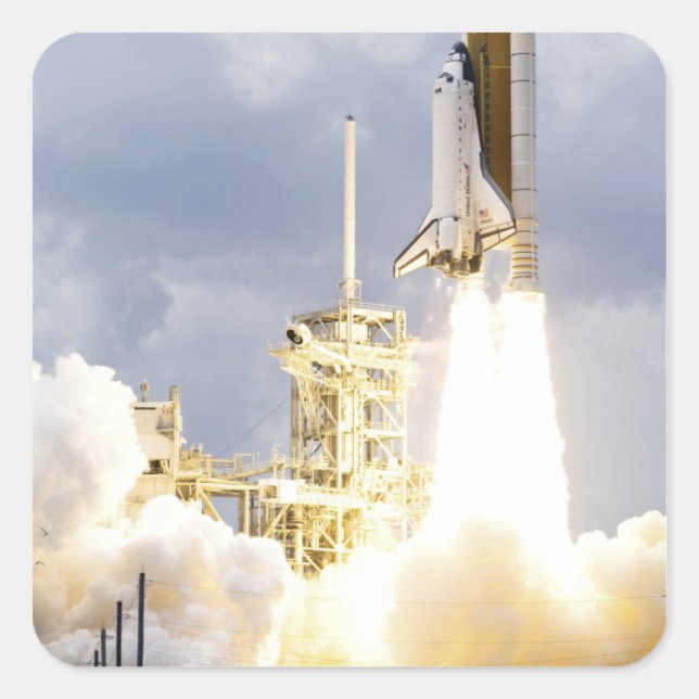 Space Shuttle Atlantis lifts off 2 Square Sticker (Front)