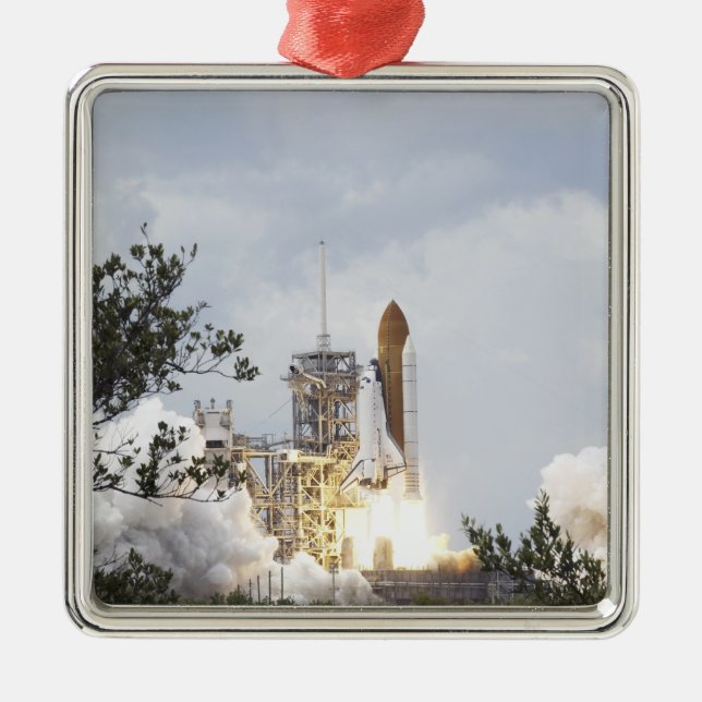 Space Shuttle Atlantis lifts off 3 Metal Ornament (Front)