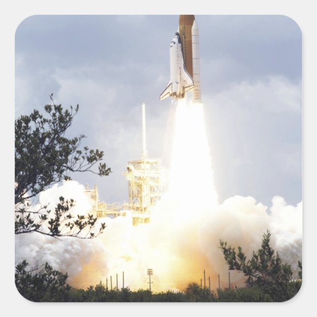 Space Shuttle Atlantis lifts off 4 Square Sticker (Front)