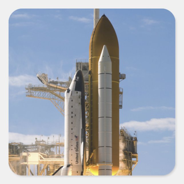 Space Shuttle Atlantis lifts off 5 Square Sticker (Front)