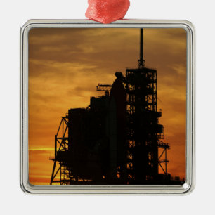 Space Shuttle Atlantis on the launch pad Metal Tree Decoration