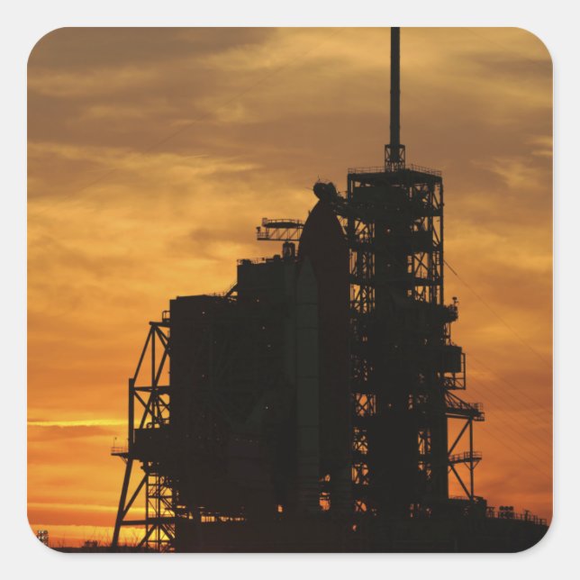 Space Shuttle Atlantis on the launch pad Square Sticker (Front)