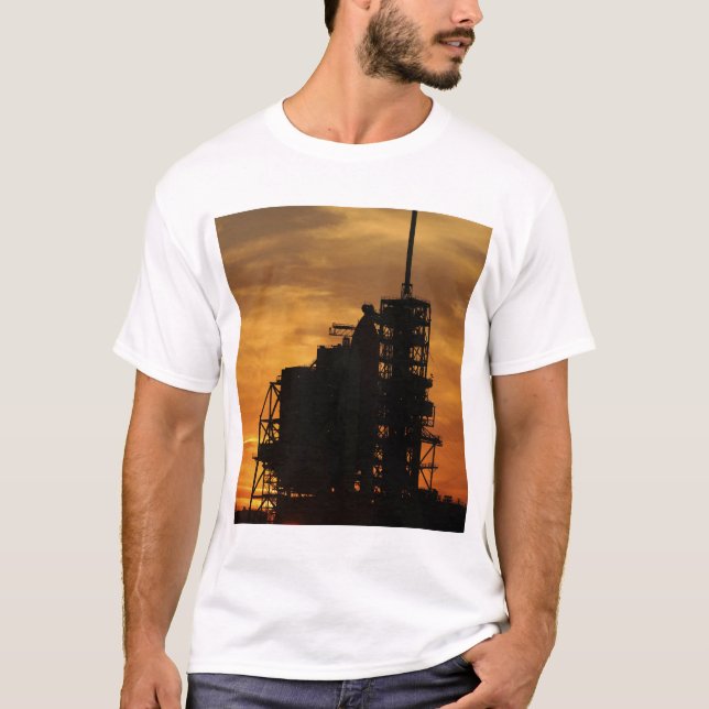 Space Shuttle Atlantis on the launch pad T-Shirt (Front)