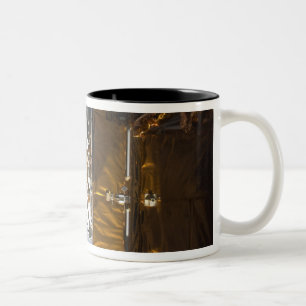 Space Shuttle Atlantis' payload bay backdropped Two-Tone Coffee Mug