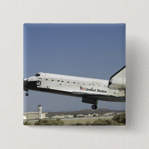 Space Shuttle Atlantis prepares for landing 15 Cm Square Badge