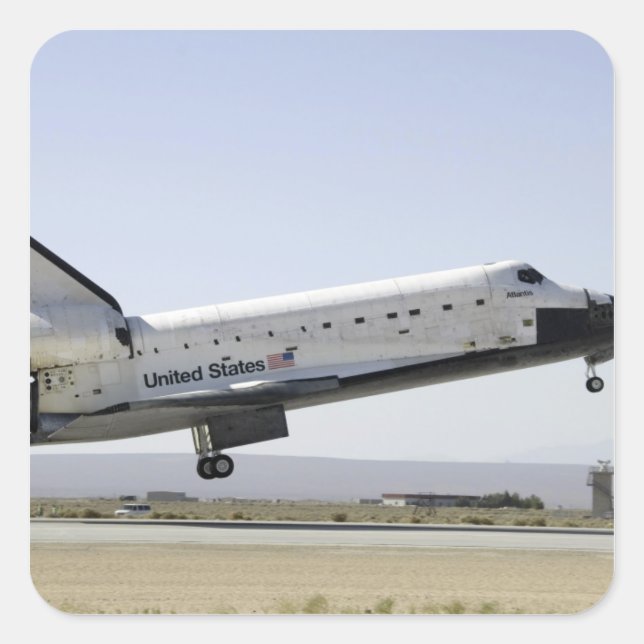 Space Shuttle Atlantis prepares for landing 2 Square Sticker (Front)